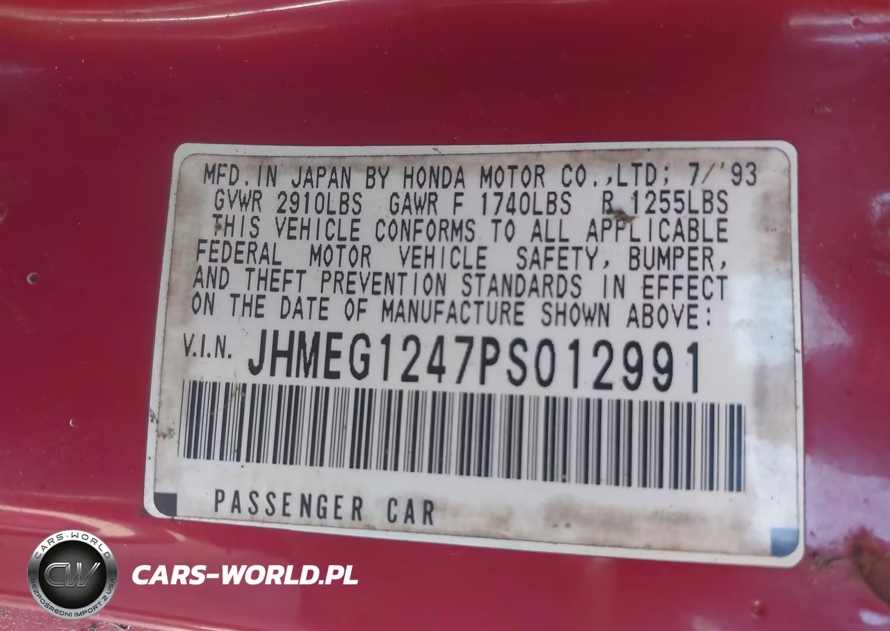 1993 Honda Civic Del Sol S VIN:JHMEG1247PS012991 - 9