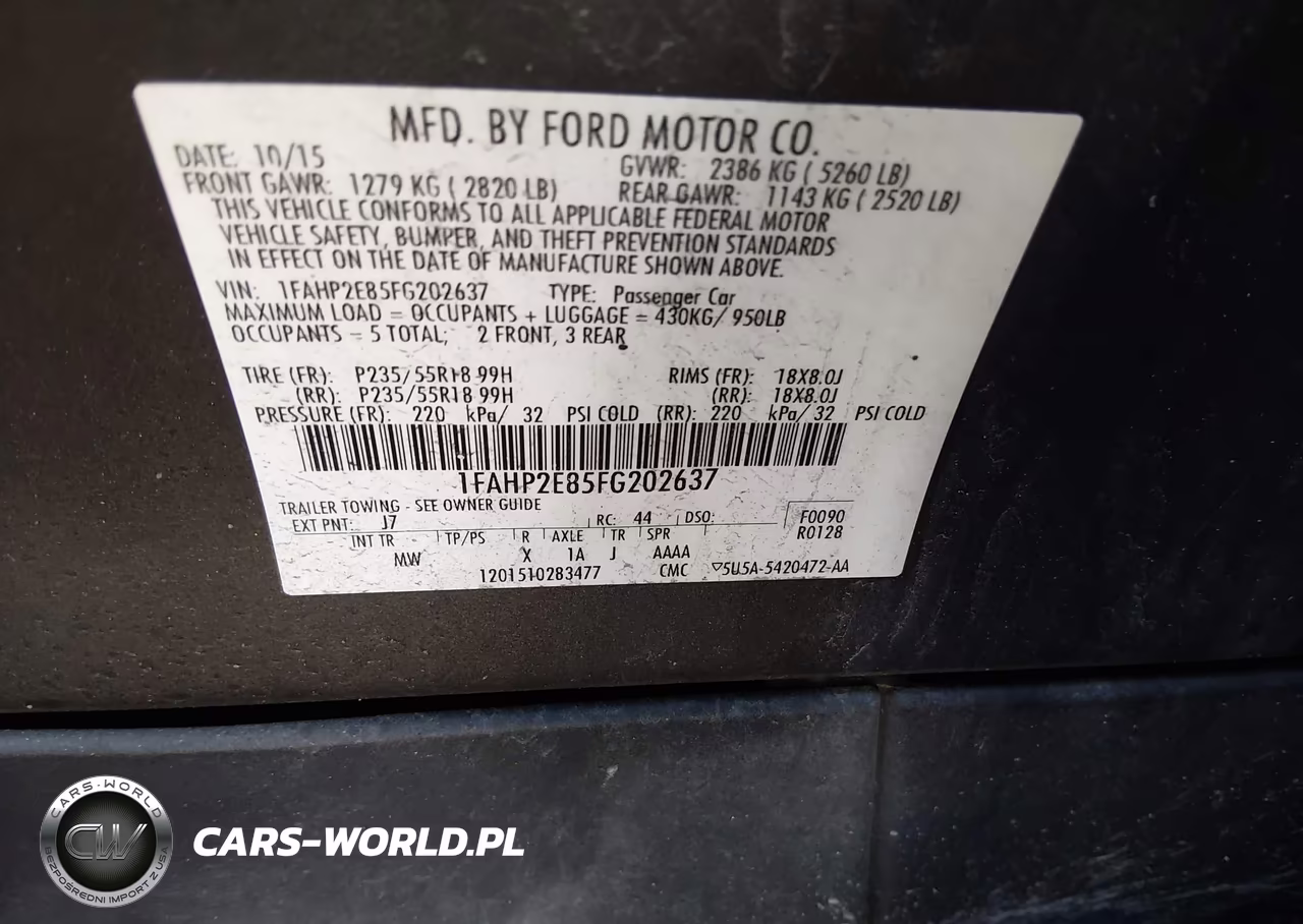2015 Ford Taurus Sel VIN:1FAHP2E85FG202637 - 9