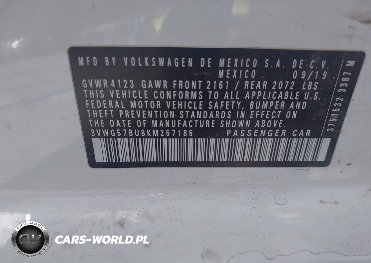 2019 Volkswagen Jetta 1.4T Sel Premium VIN:3VWG57BU8KM257185 - 9