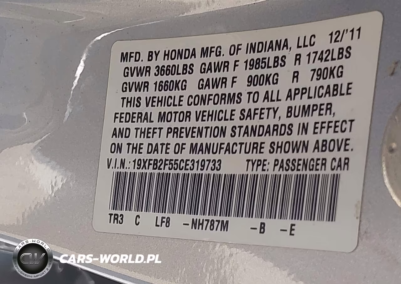 2012 Honda Civic Lx VIN:19XFB2F55CE319733 - 9
