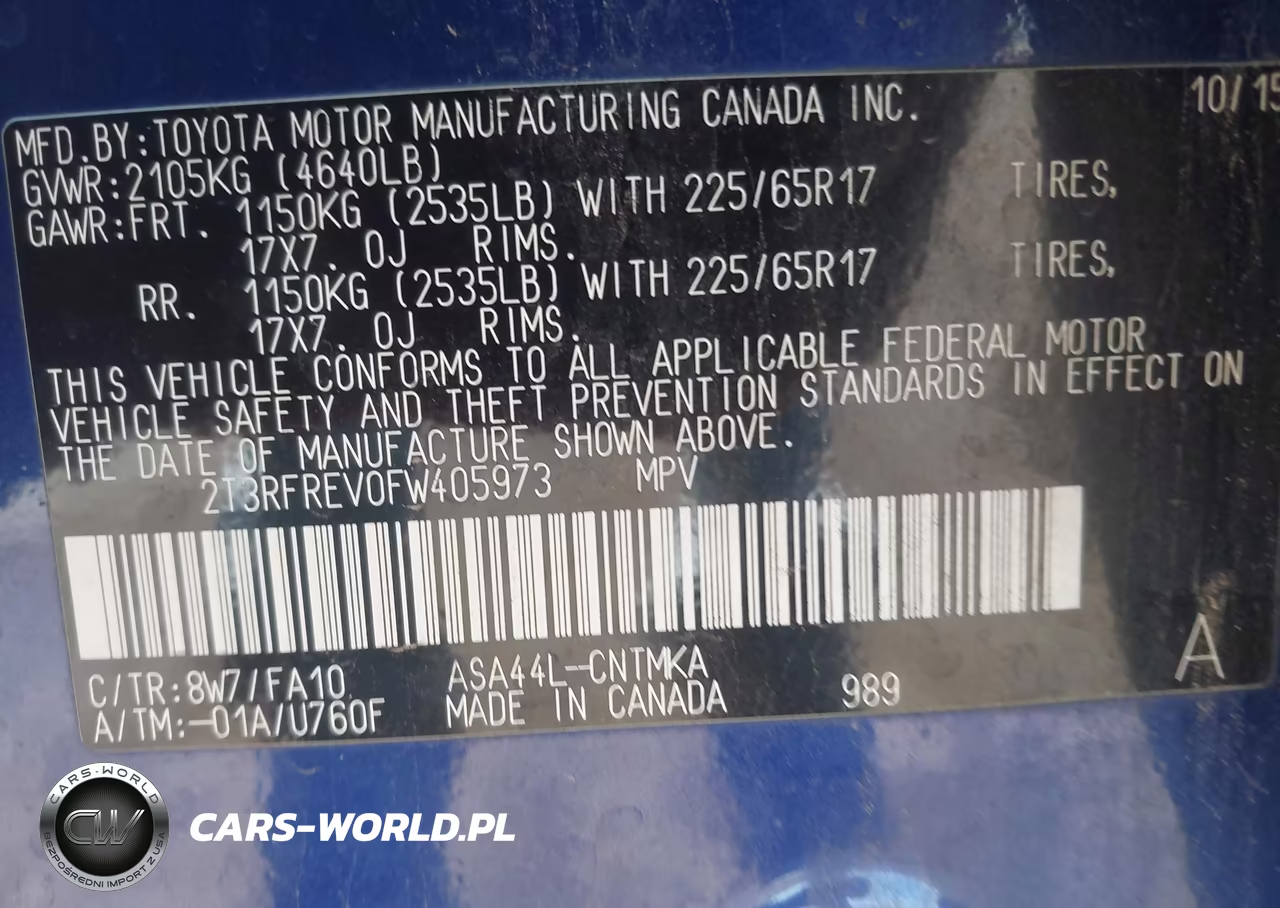 2015 Toyota Rav4 Xle VIN:2T3RFREV0FW405973 - 9