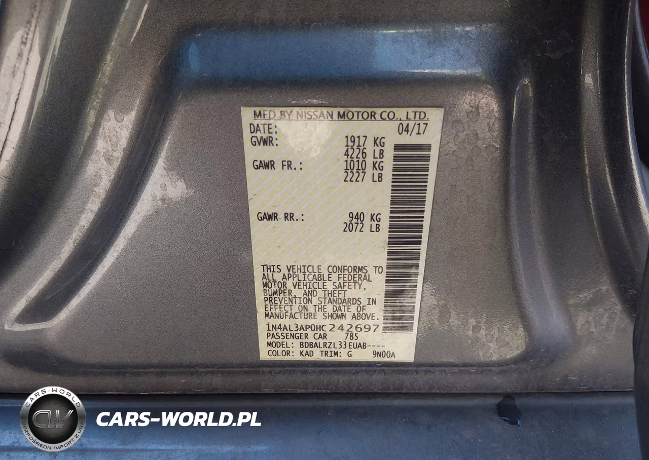 2017 Nissan Altima 2.5 Sl VIN:1N4AL3AP0HC242697 - 9