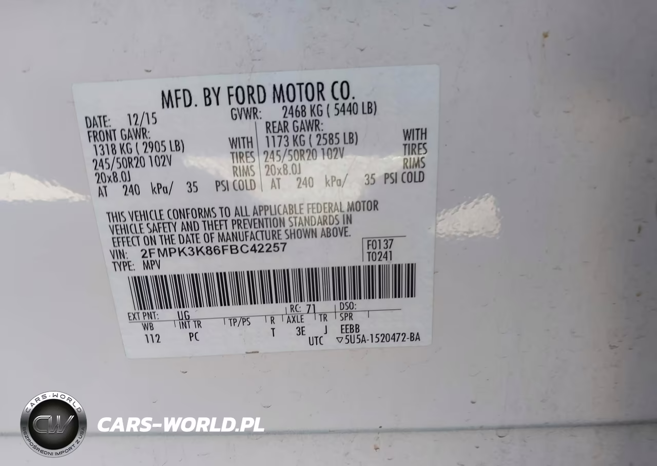 2015 Ford Edge Titanium VIN:2FMPK3K86FBC42257 - 9