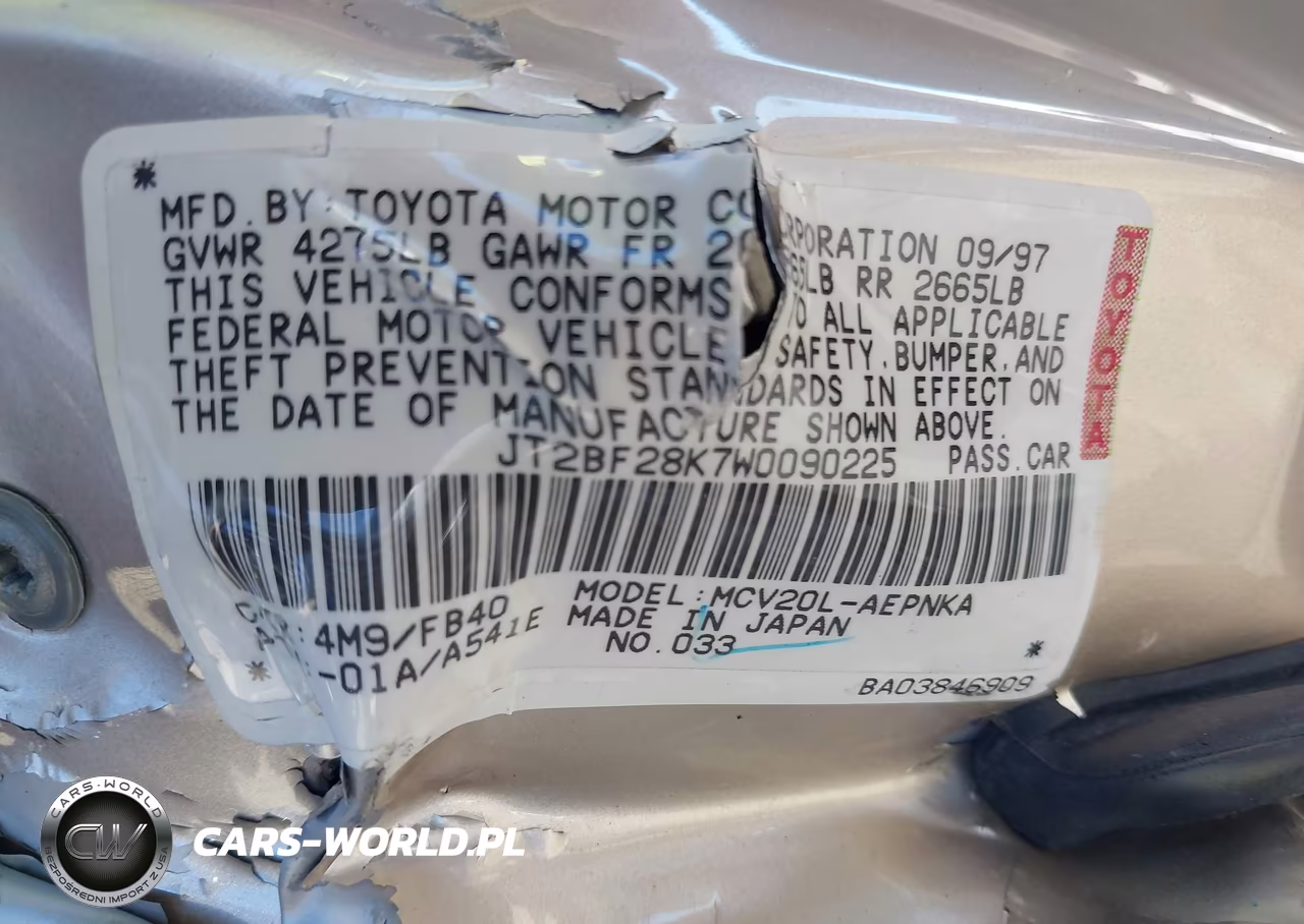1998 Toyota Camry Le V6 VIN:JT2BF28K7W0090225 - 9