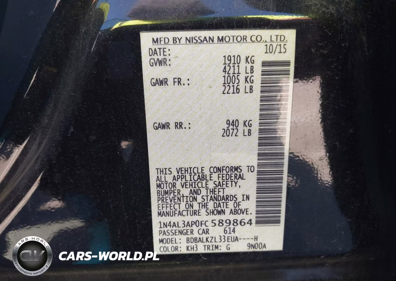 2015 Nissan Altima 2.5 Sv VIN:1N4AL3AP0FC589864 - 9