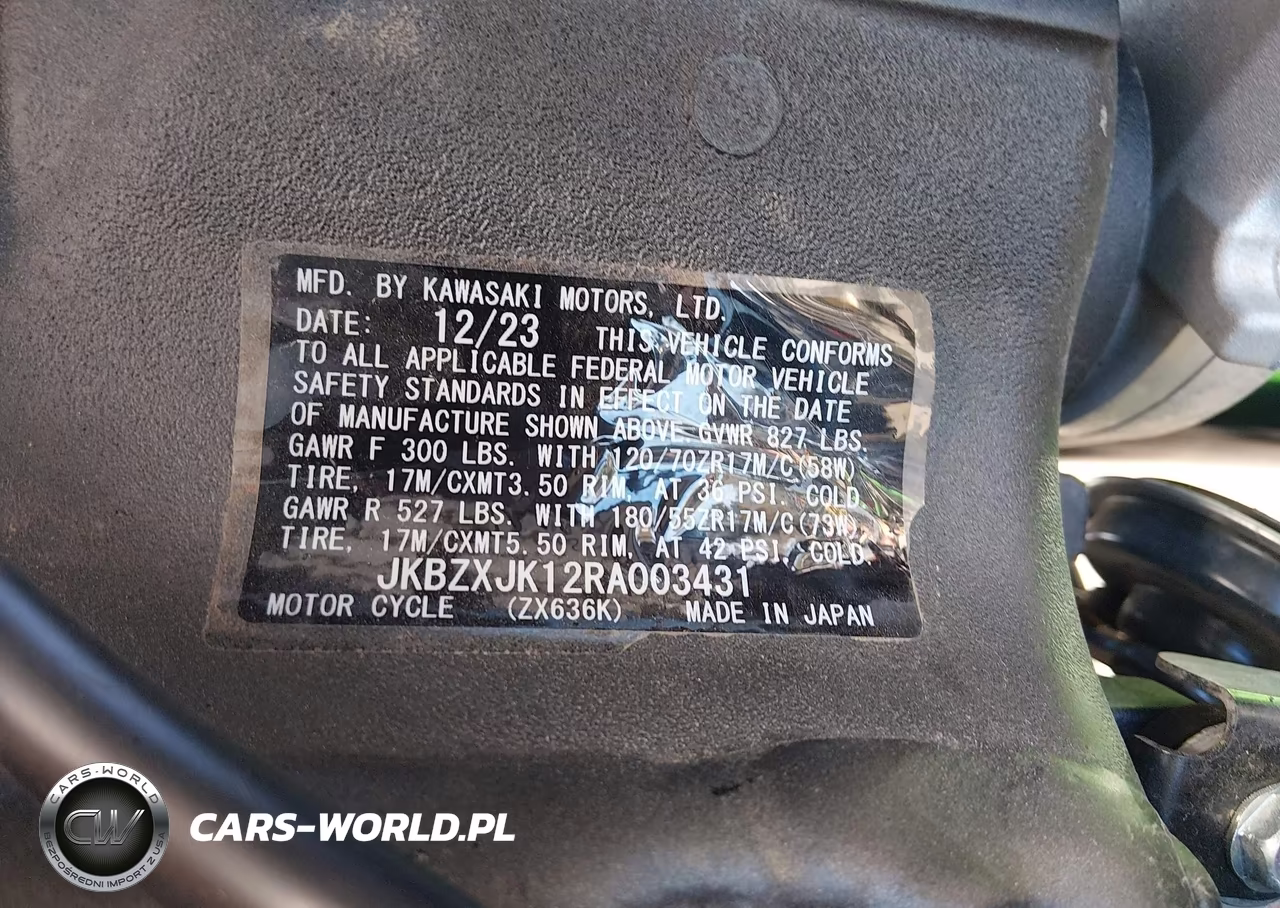 2024 Kawasaki Zx636 K VIN:JKBZXJK12RA003431 - 10