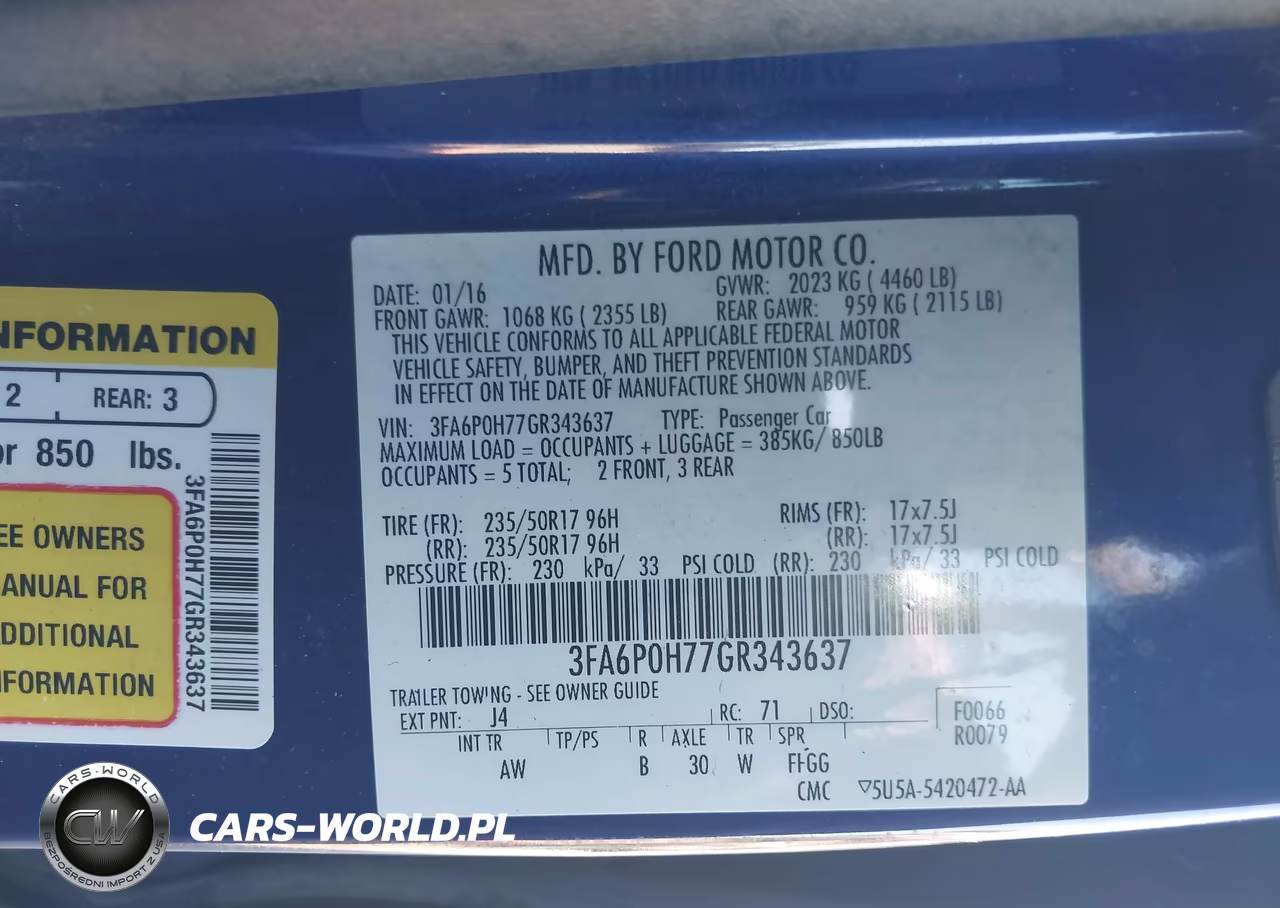 2016 Ford Fusion Se VIN:3FA6P0H77GR343637 - 9