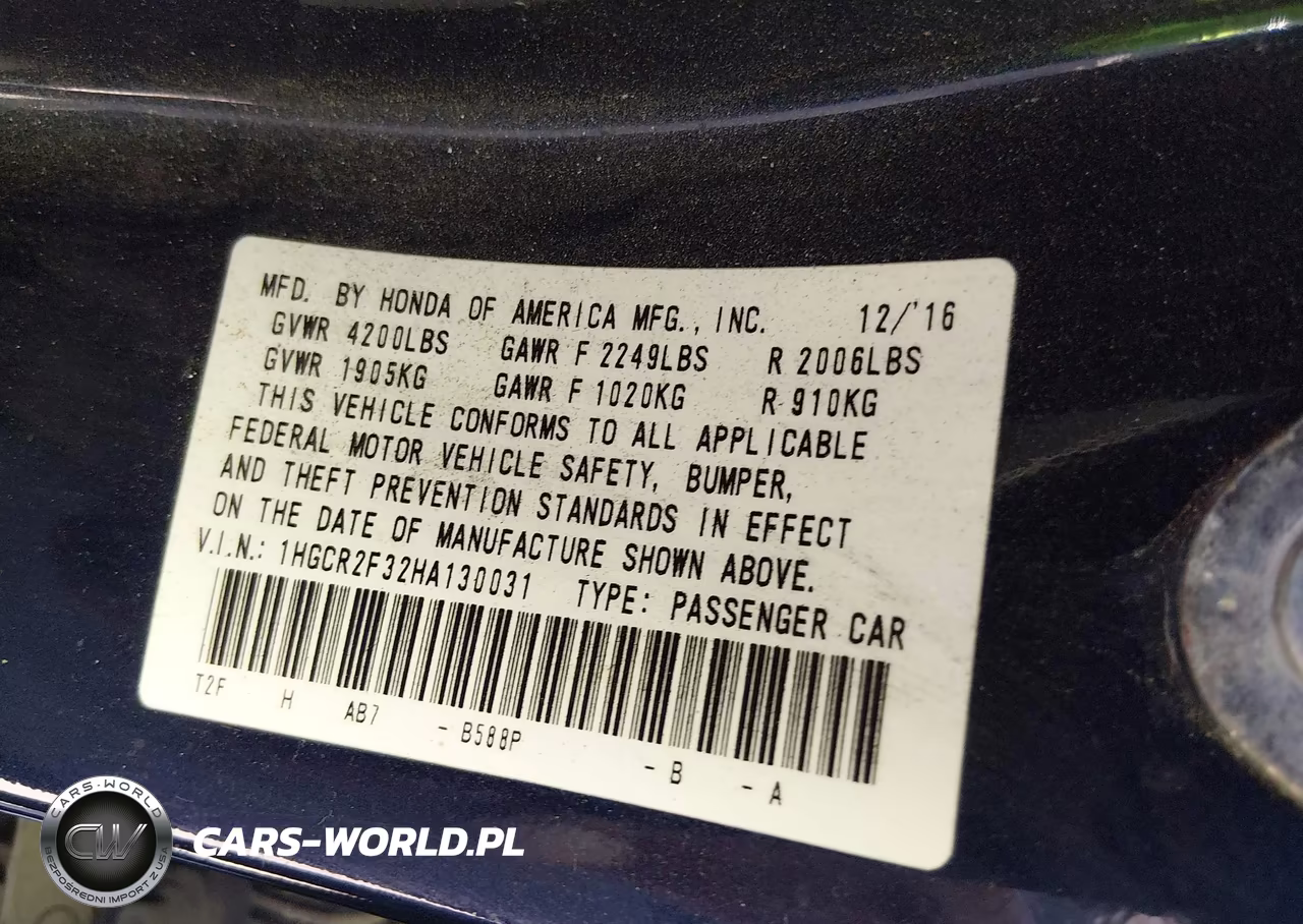 2017 Honda Accord Lx VIN:1HGCR2F32HA130031 - 9