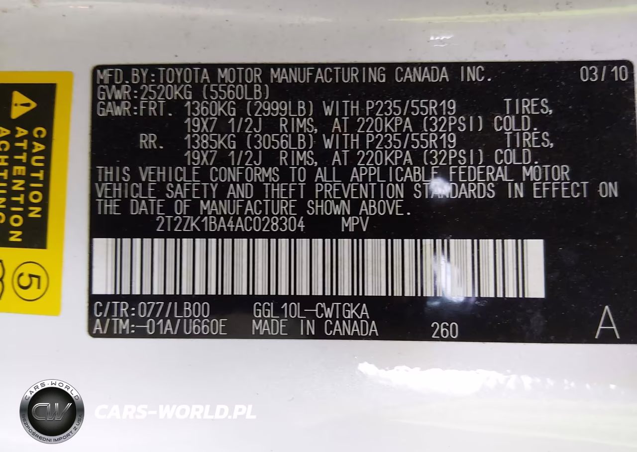 2010 Lexus Rx 350 VIN:2T2ZK1BA4AC028304 - 9