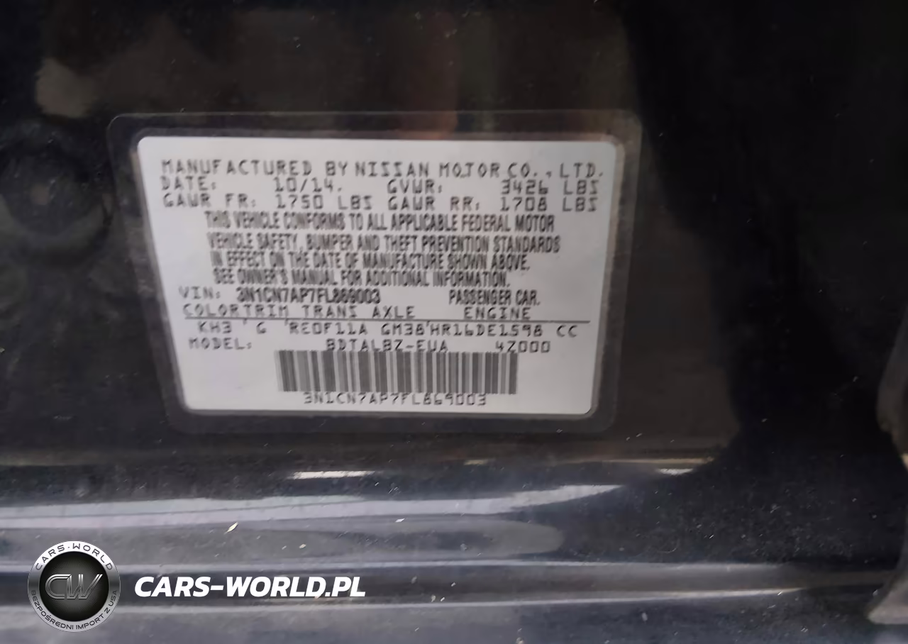 2015 Nissan Versa 1.6 Sv VIN:3N1CN7AP7FL869003 - 9