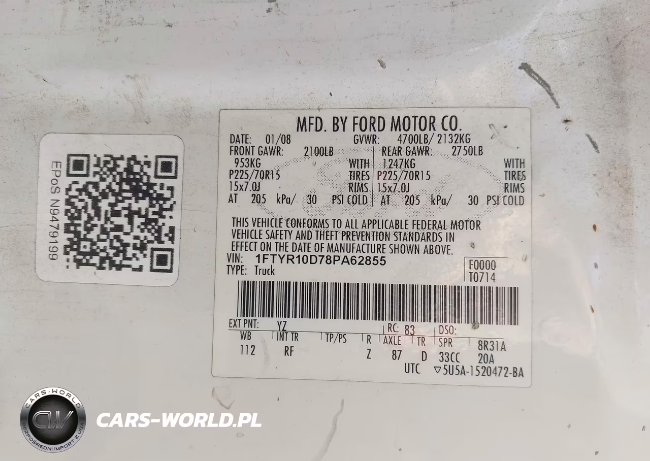 2008 Ford Ranger Xl-Xlt VIN:1FTYR10D78PA62855 - 9