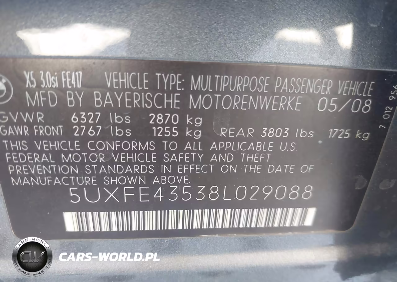 2008 BMW X5 3.0Si VIN:5UXFE43538L029088 - 9
