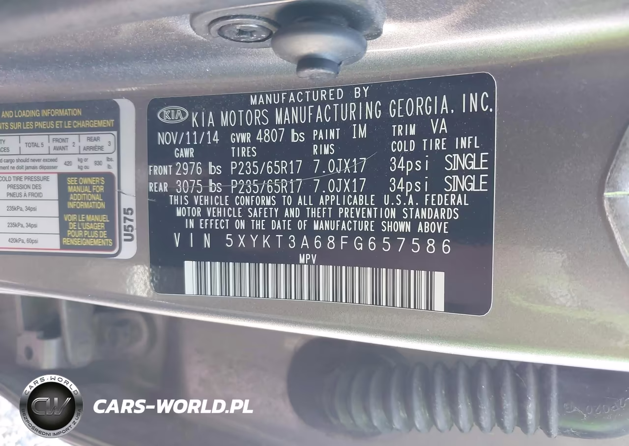 2015 Kia Sorento Lx VIN:5XYKT3A68FG657586 - 9