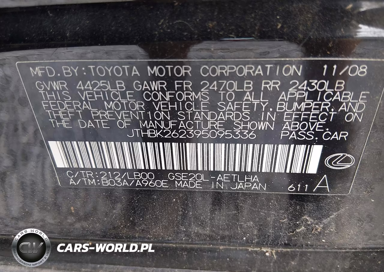 2009 Lexus Is 250 VIN:JTHBK262395095336 - 9
