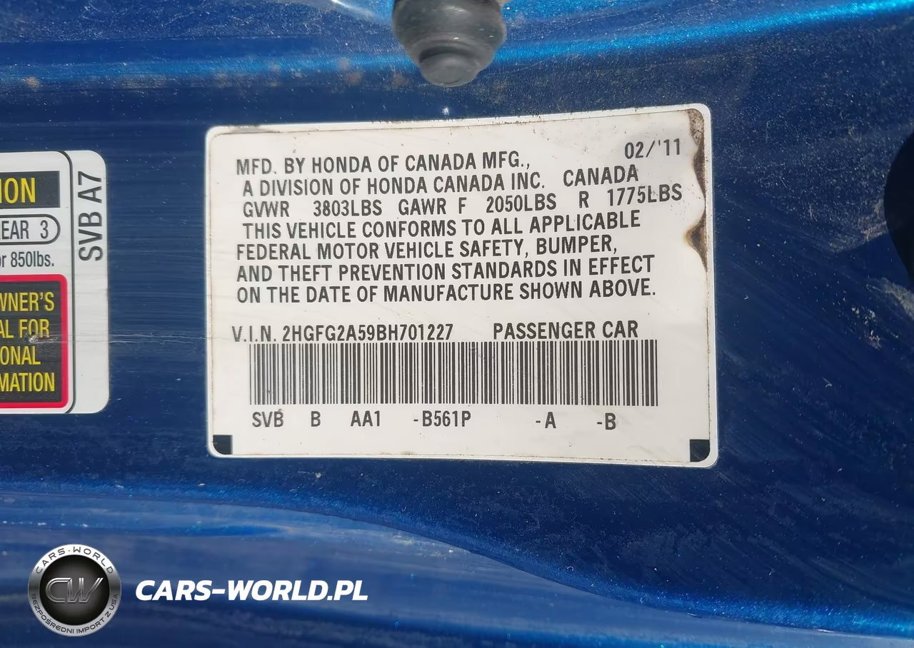 2011 Honda Civic Si VIN:2HGFG2A59BH701227 - 9