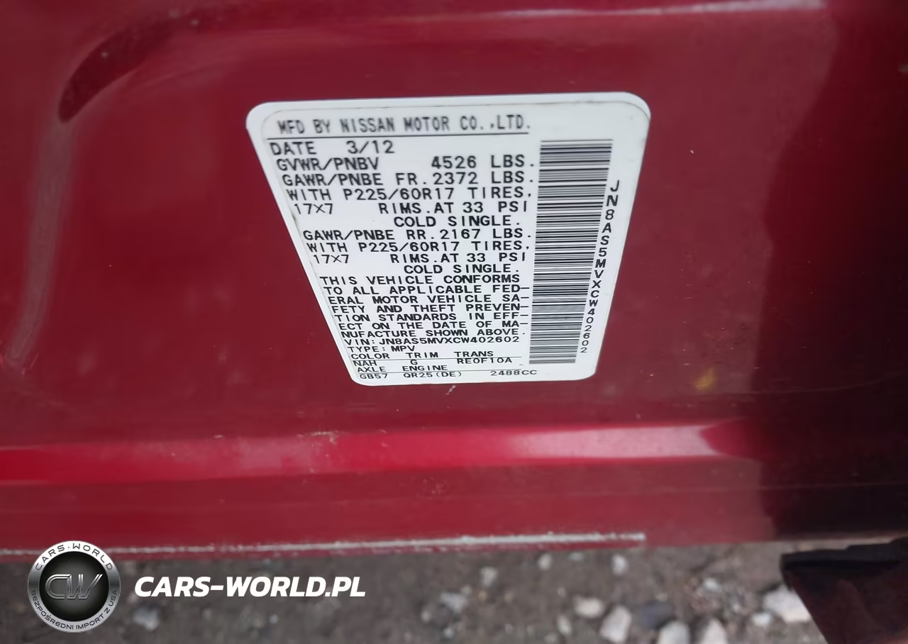 2012 Nissan Rogue Sv VIN:JN8AS5MVXCW402602 - 9