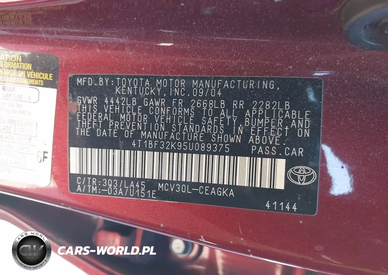 2005 Toyota Camry Xle V6 VIN:4T1BF32K95U089375 - 9