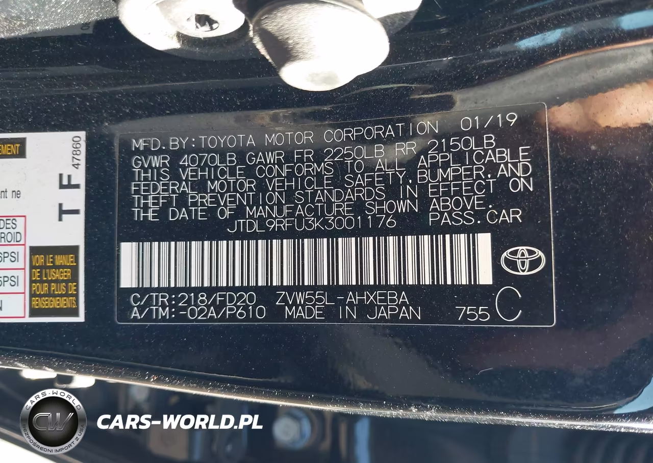 2019 Toyota Prius Le VIN:JTDL9RFU3K3001176 - 9