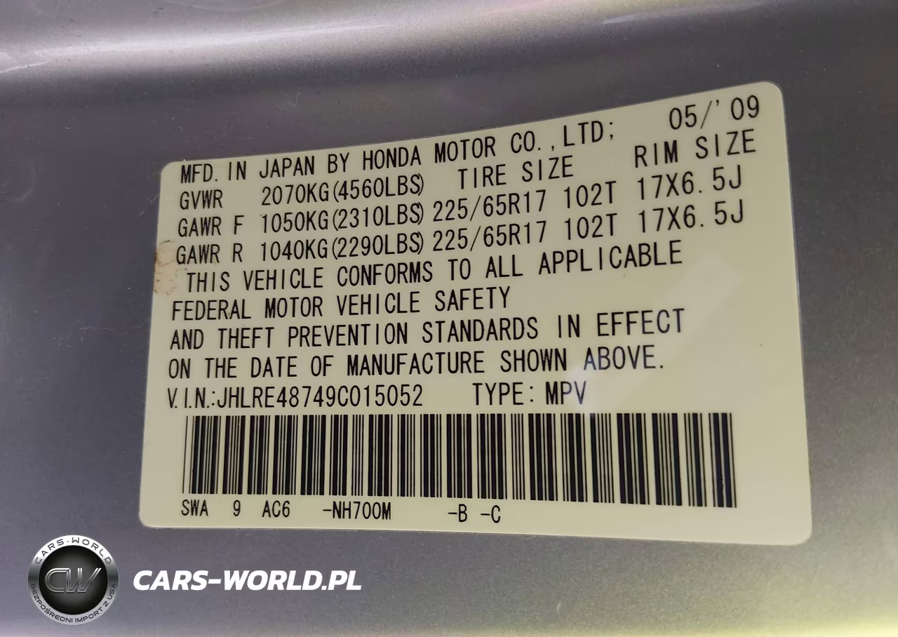 2009 Honda Cr-V Ex-L VIN:JHLRE48749C015052 - 9