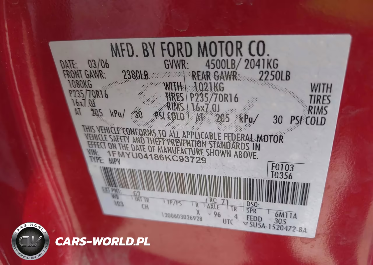2006 Ford Escape Limited VIN:1FMYU04186KC93729 - 9