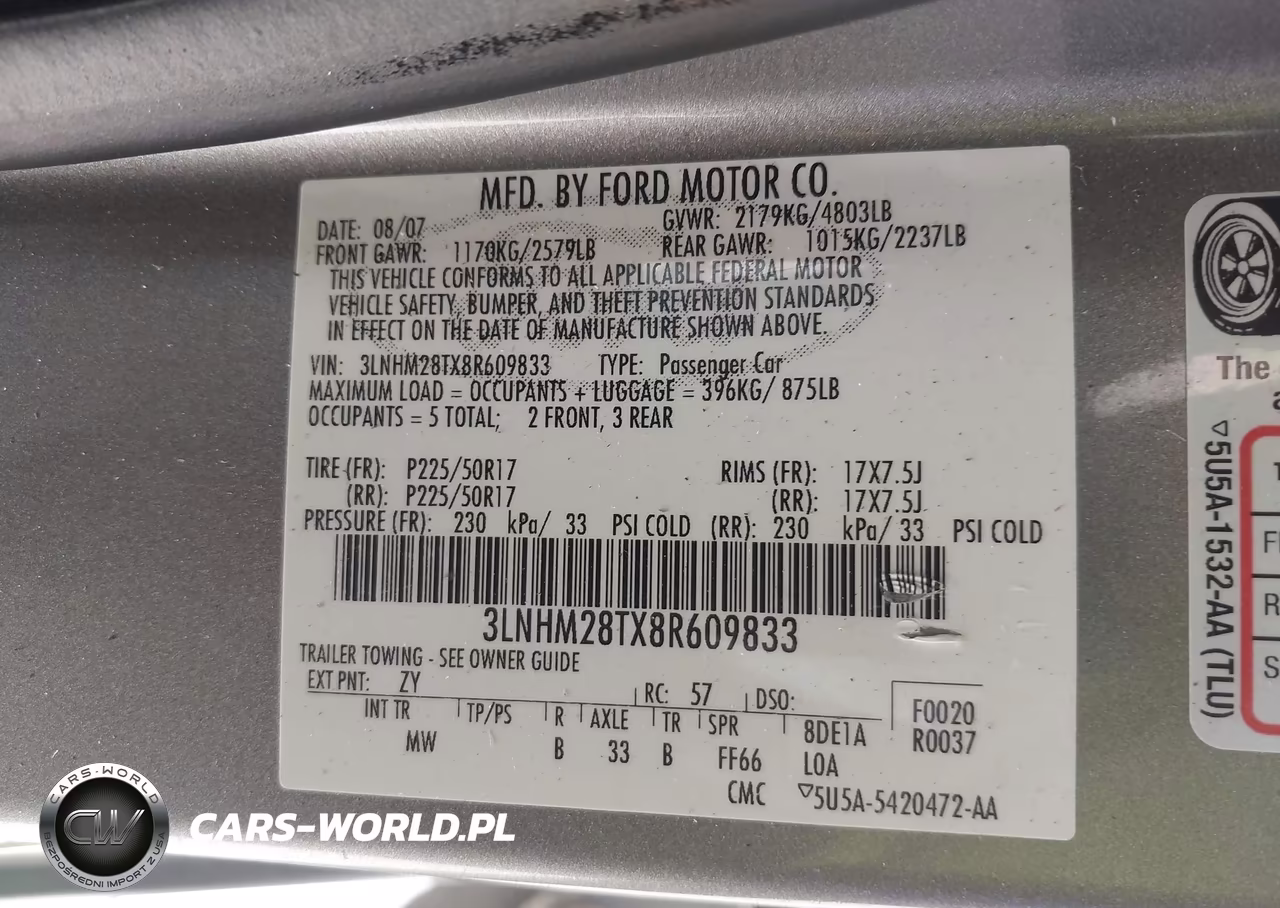 2008 Lincoln Mkz VIN:3LNHM28TX8R609833 - 9
