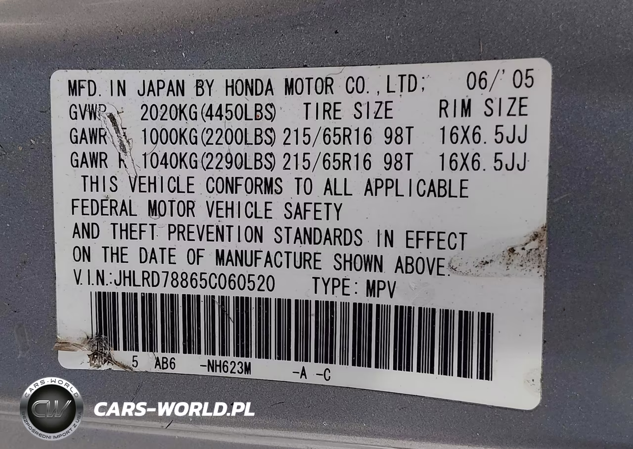 2005 Honda Cr-V Ex VIN:JHLRD78865C060520 - 9