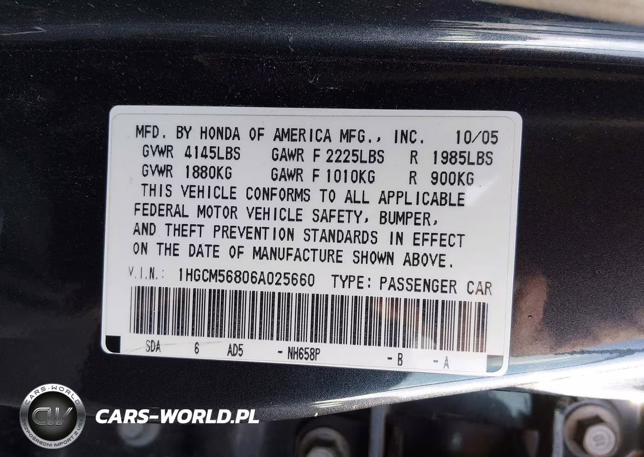 2006 Honda Accord 2.4 Ex VIN:1HGCM56806A025660 - 9