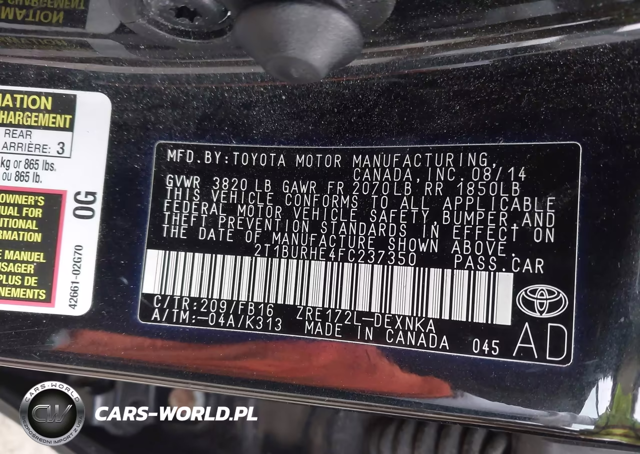 2015 Toyota Corolla Le VIN:2T1BURHE4FC237350 - 9