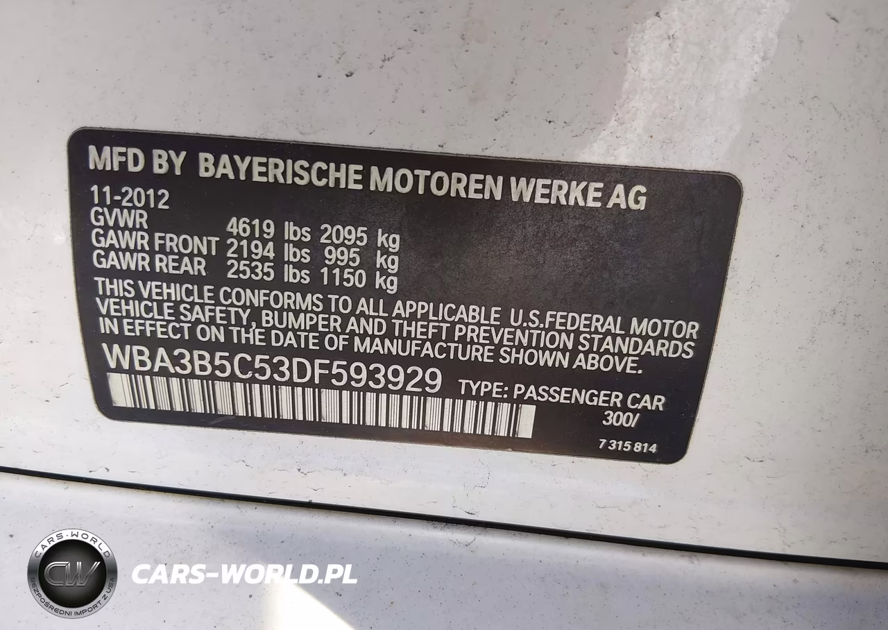 2013 BMW 328I xDrive VIN:WBA3B5C53DF593929 - 9