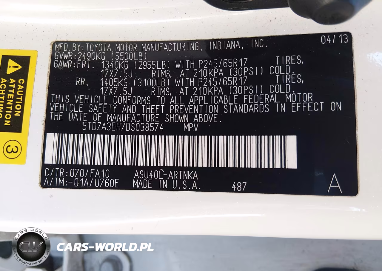 2013 Toyota Highlander Base Plus VIN:5TDZA3EH7DS038574 - 9