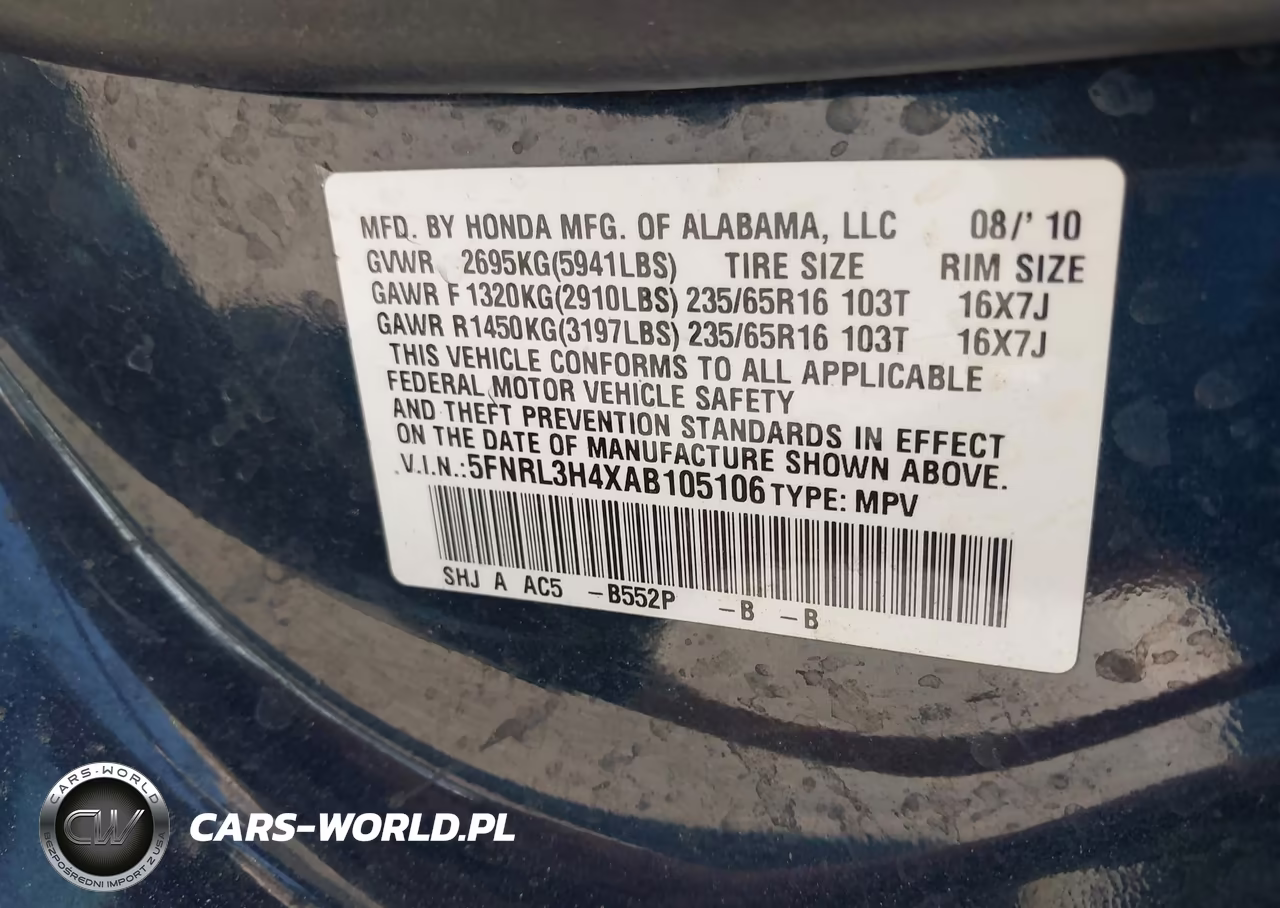 2010 Honda Odyssey Ex VIN:5FNRL3H4XAB105106 - 9
