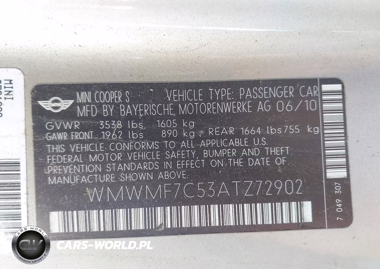 2010 Mini Cooper S VIN:WMWMF7C53ATZ72902 - 9