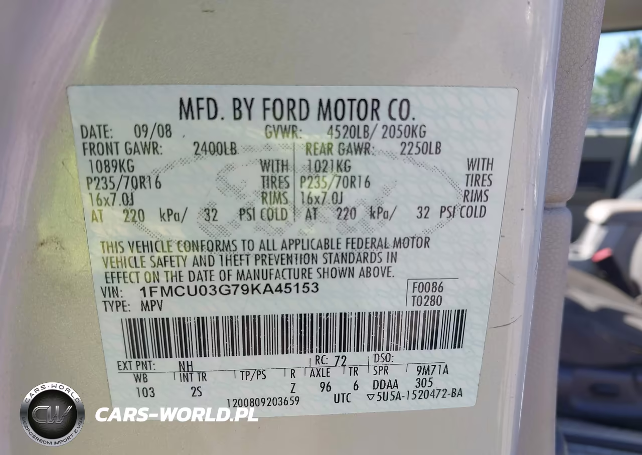2009 Ford Escape Xlt VIN:1FMCU03G79KA45153 - 9