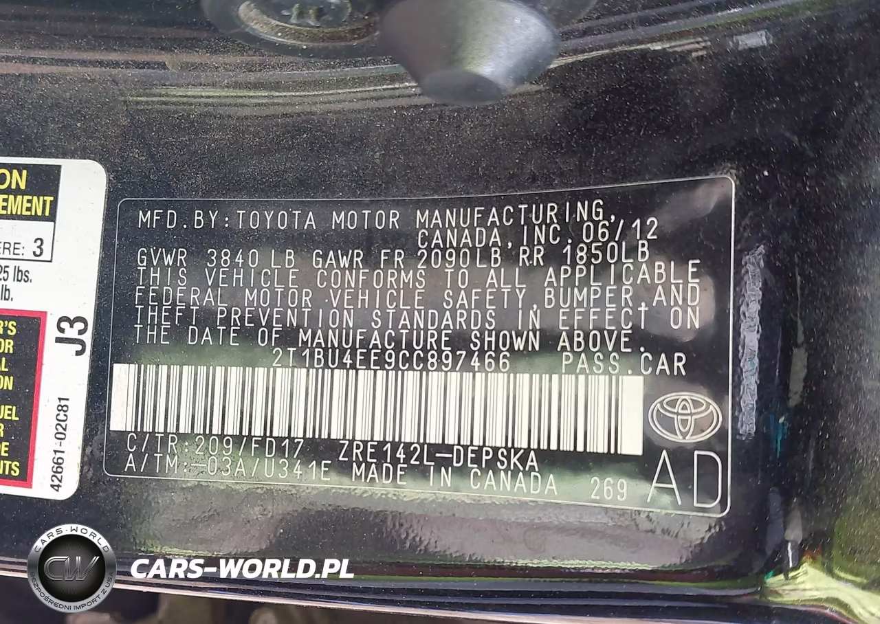 2012 Toyota Corolla S VIN:2T1BU4EE9CC897466 - 9