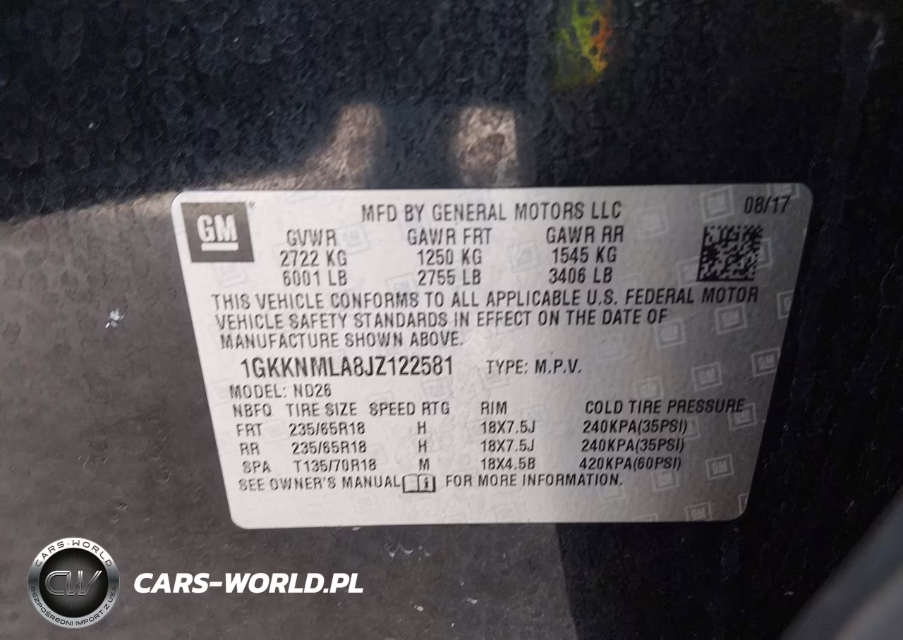 2018 GMC Acadia Slt-1 VIN:1GKKNMLA8JZ122581 - 9