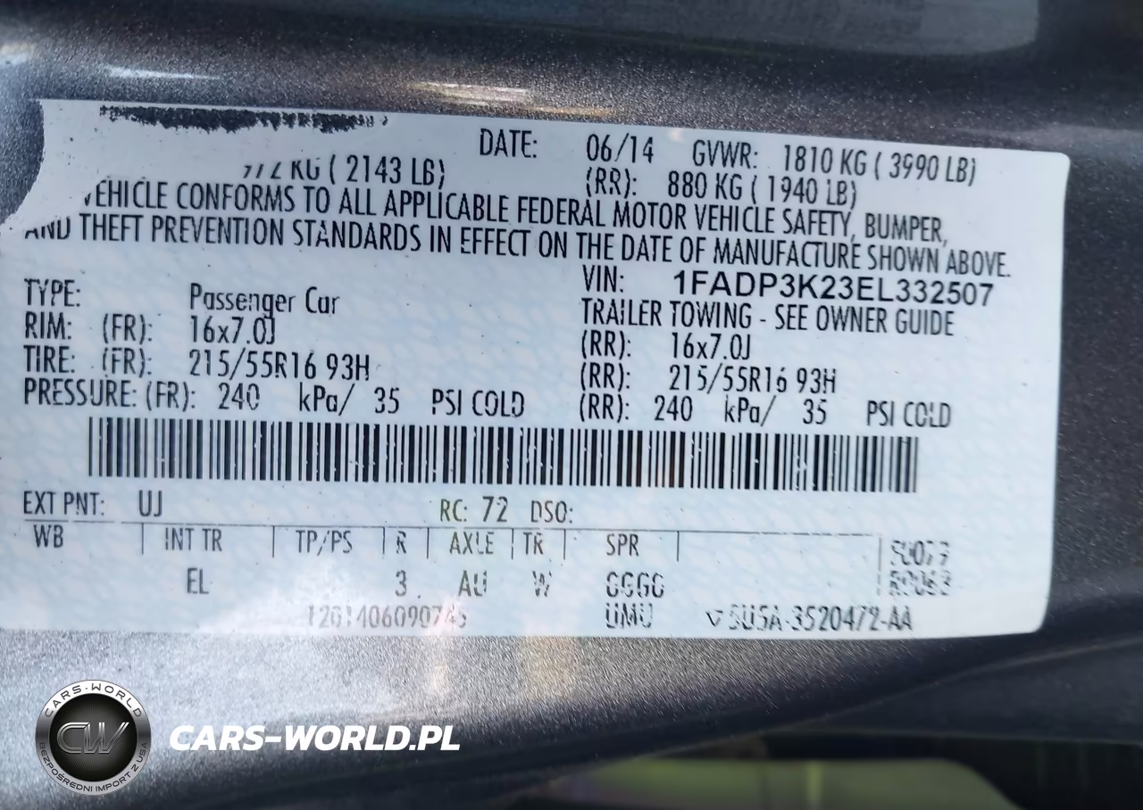 2014 Ford Focus Se VIN:1FADP3K23EL332507 - 9