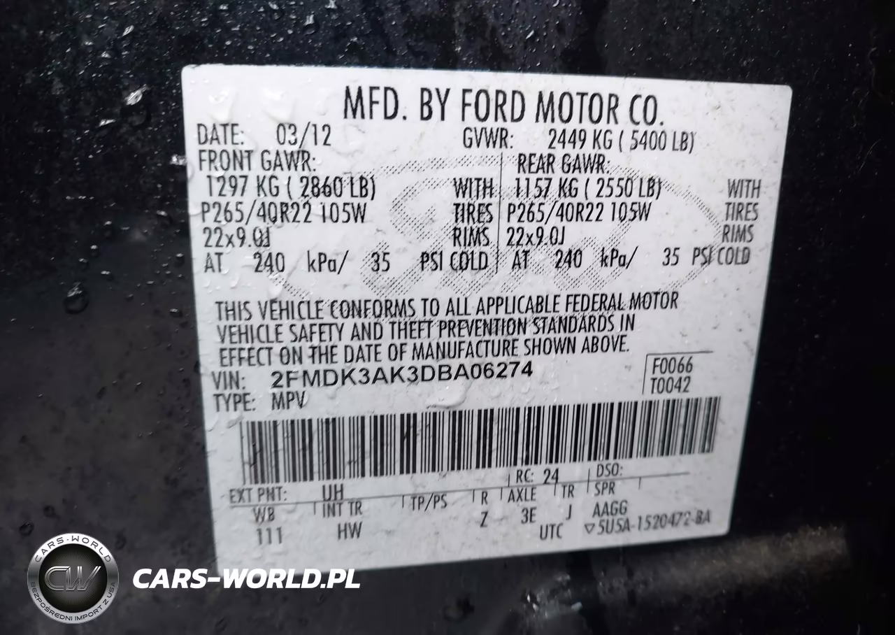 2013 Ford Edge Sport VIN:2FMDK3AK3DBA06274 - 9