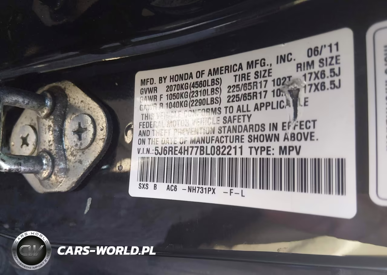 2011 Honda Cr-V Ex-L VIN:5J6RE4H77BL082211 - 9