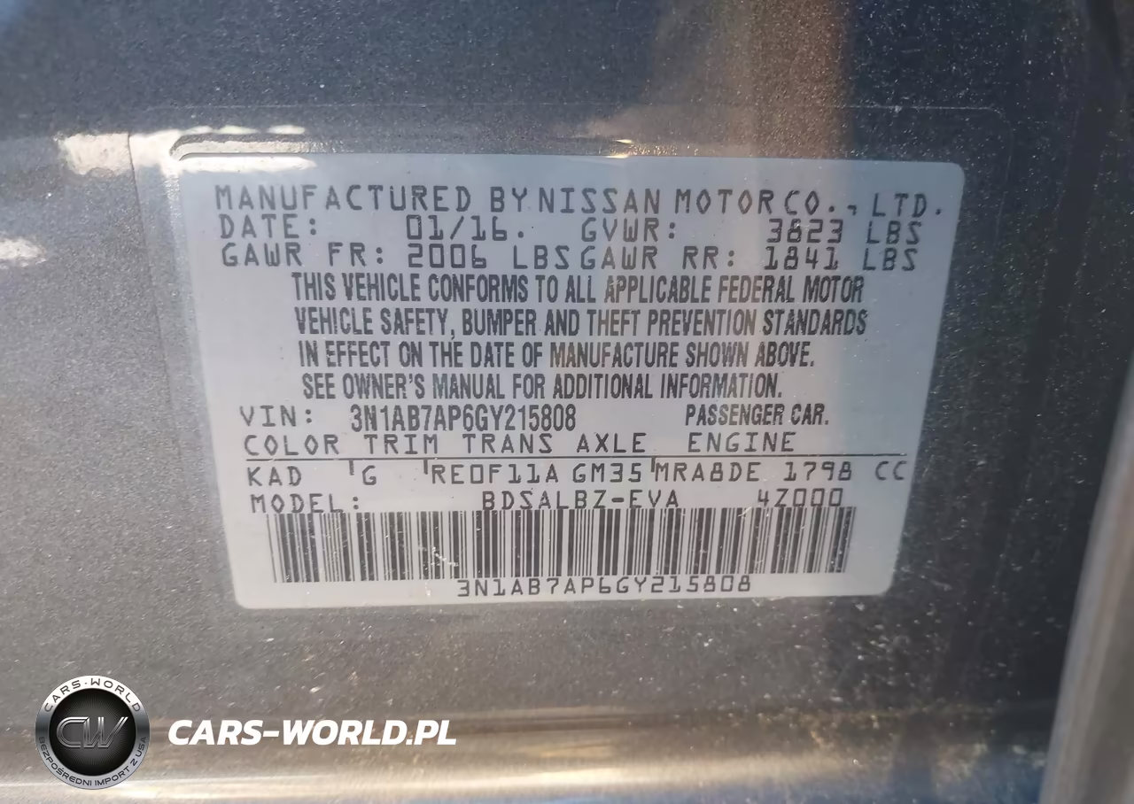 2016 Nissan Sentra Fe+ S-S-Sl-Sr-Sv VIN:3N1AB7AP6GY215808 - 9