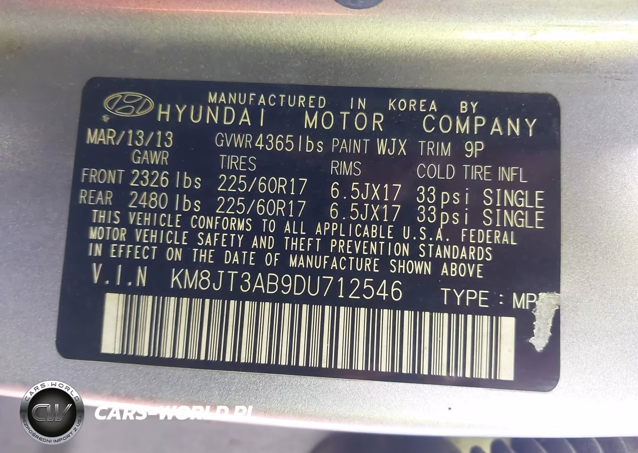 2013 Hyundai Tucson Gl VIN:KM8JT3AB9DU712546 - 9