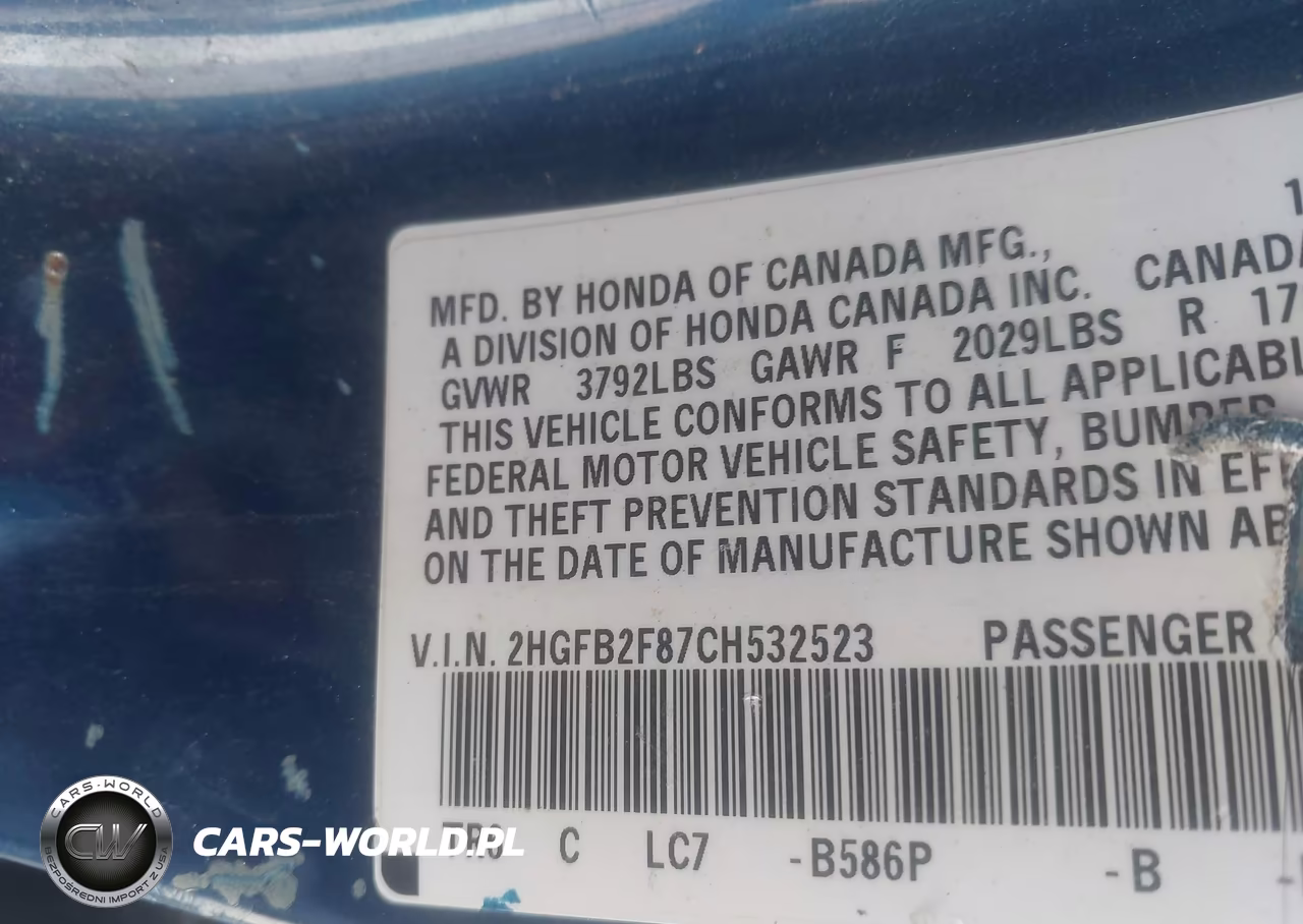 2012 Honda Civic Ex VIN:2HGFB2F87CH532523 - 9