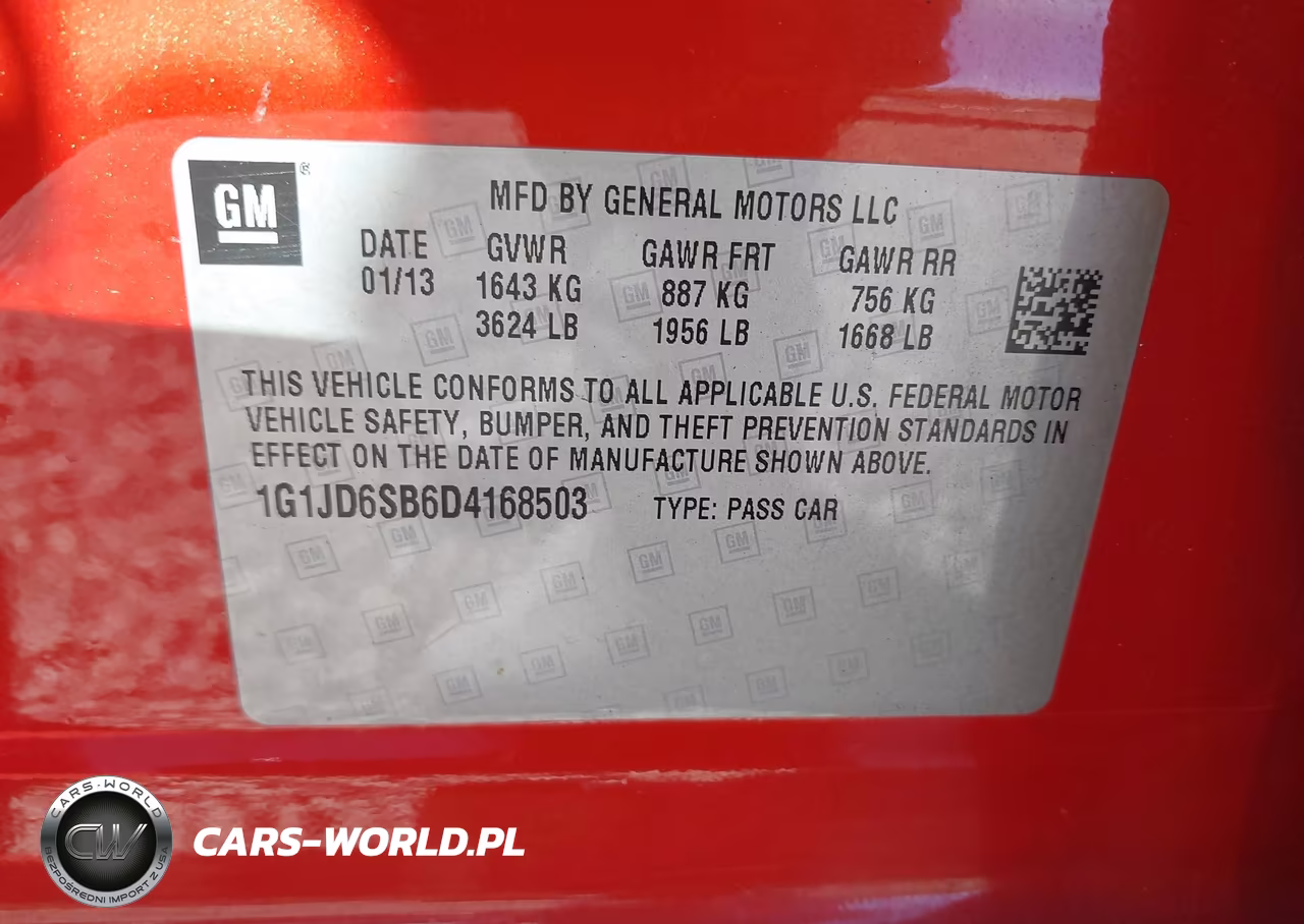2013 Chevrolet Sonic Lt Manual VIN:1G1JD6SB6D4168503 - 9