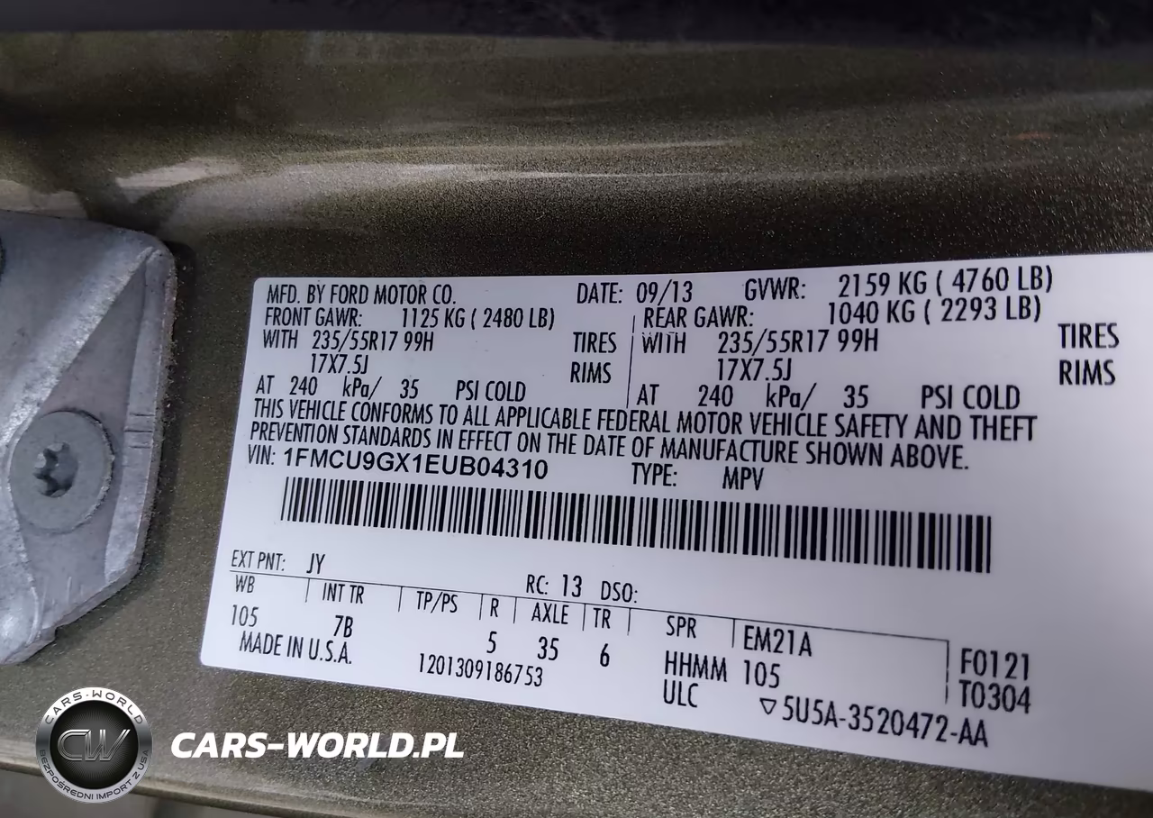 2014 Ford Escape Se VIN:1FMCU9GX1EUB04310 - 9