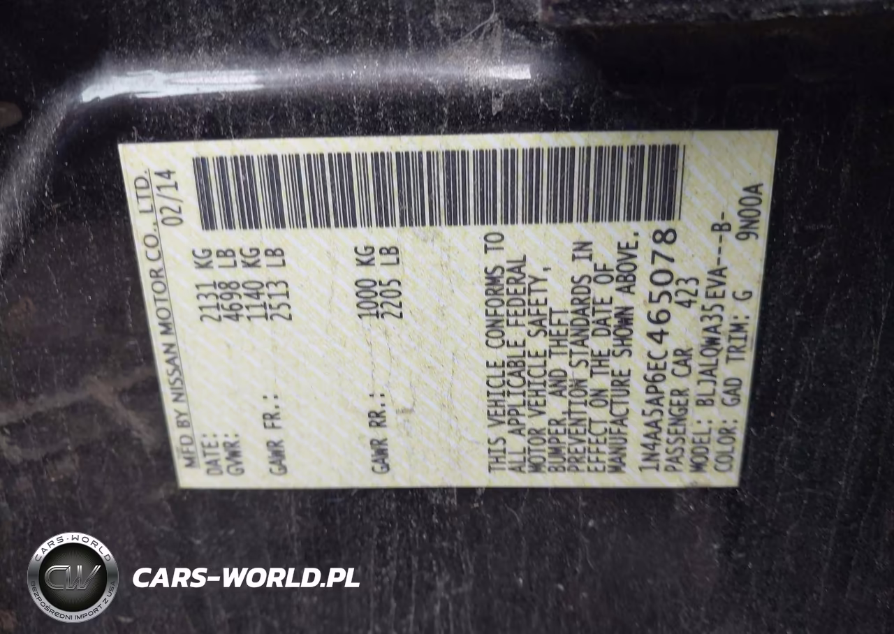 2014 Nissan Maxima 3.5 S-3.5 Sv VIN:1N4AA5AP6EC465078 - 9
