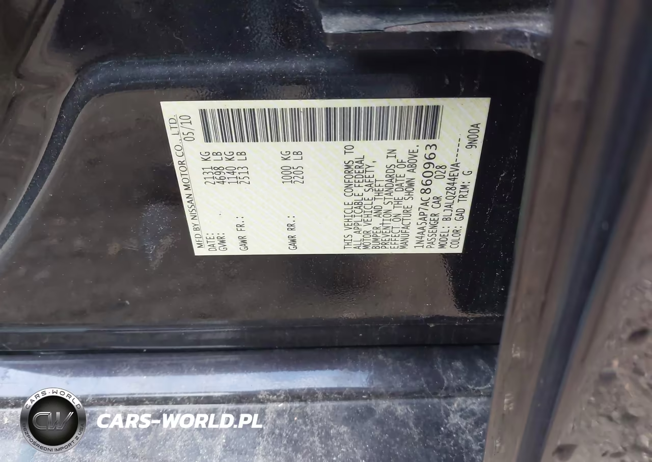 2010 Nissan Maxima 3.5 S VIN:1N4AA5AP7AC860963 - 9