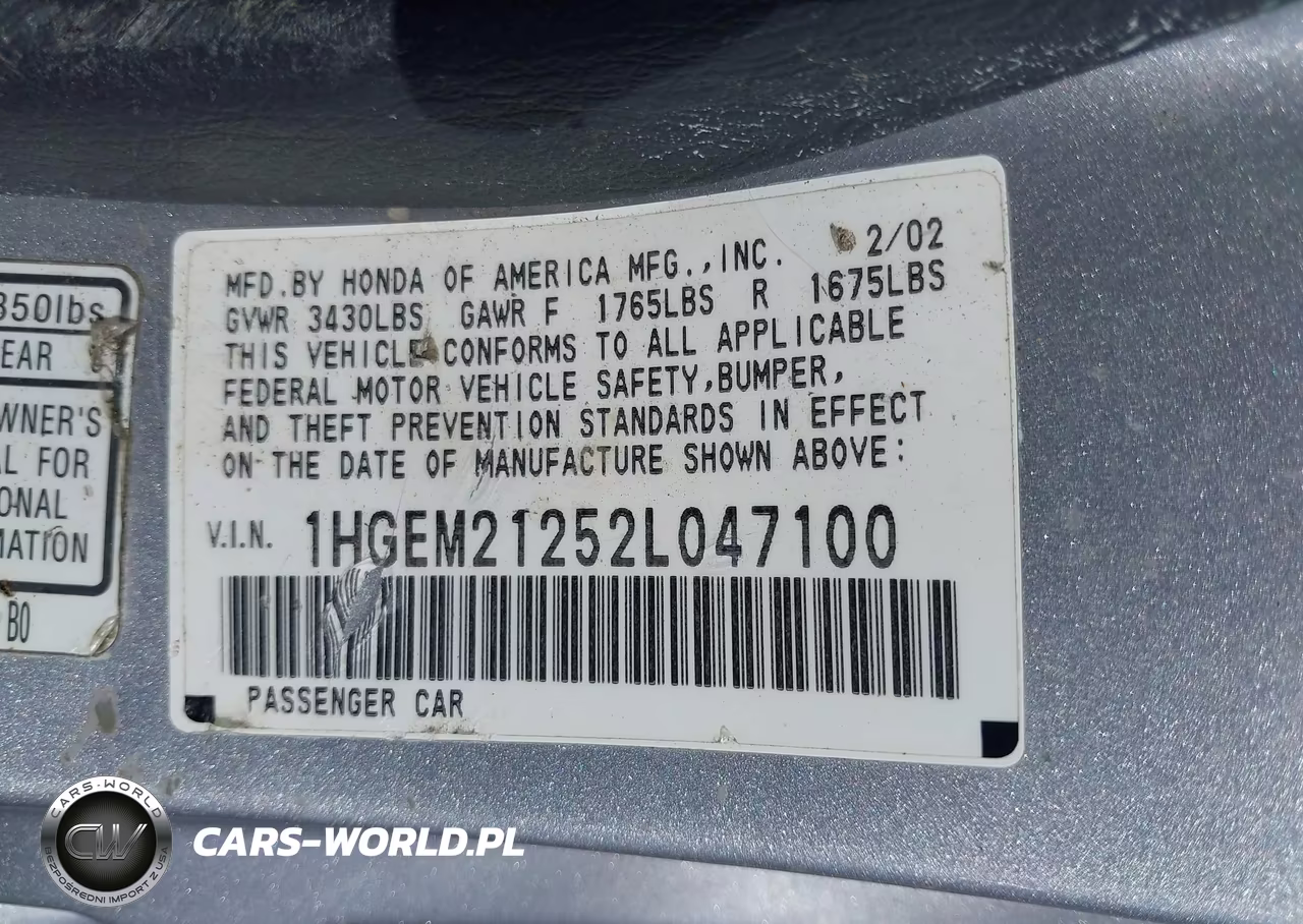 2002 Honda Civic Dx VIN:1HGEM21252L047100 - 9