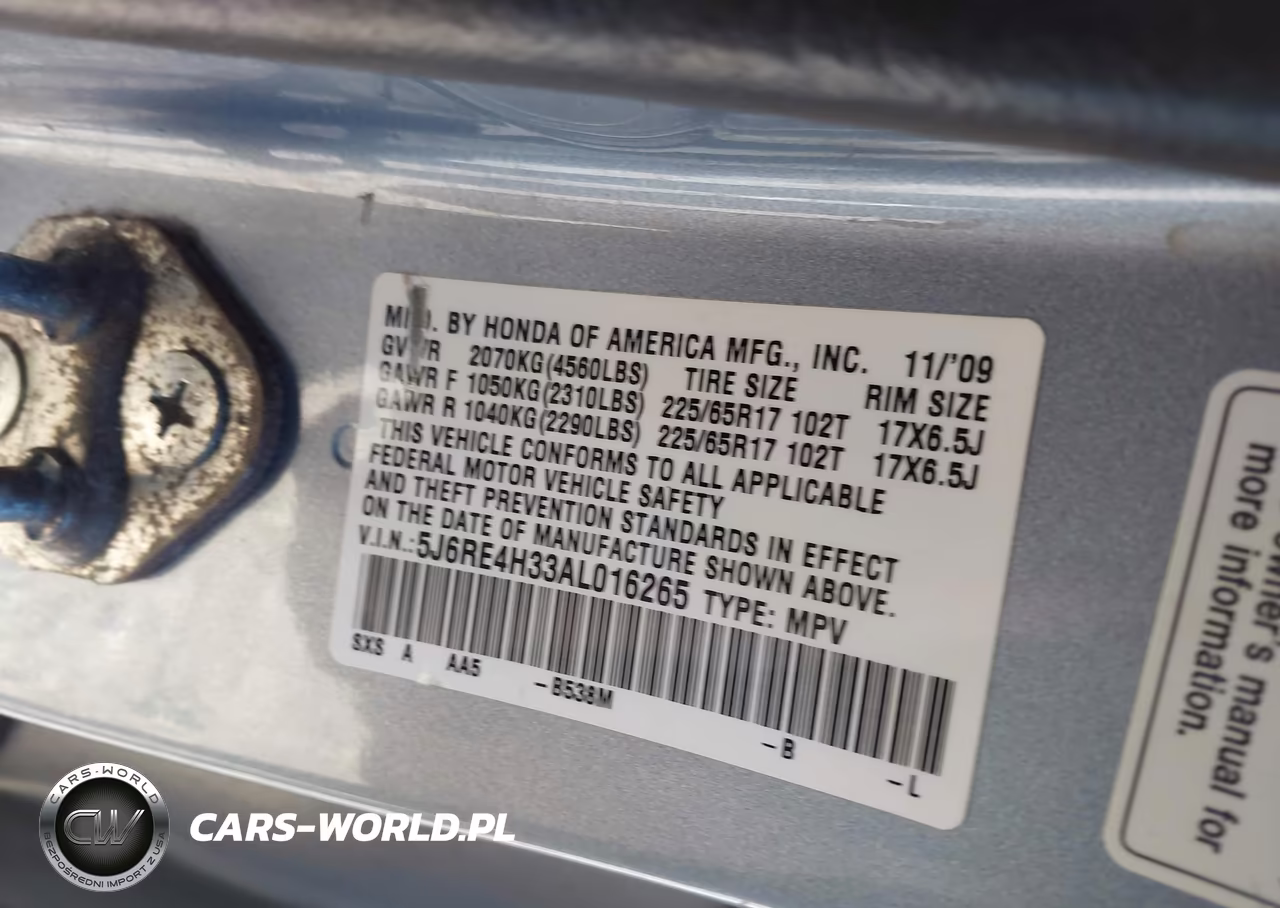 2010 Honda Cr-V Lx VIN:5J6RE4H33AL016265 - 9