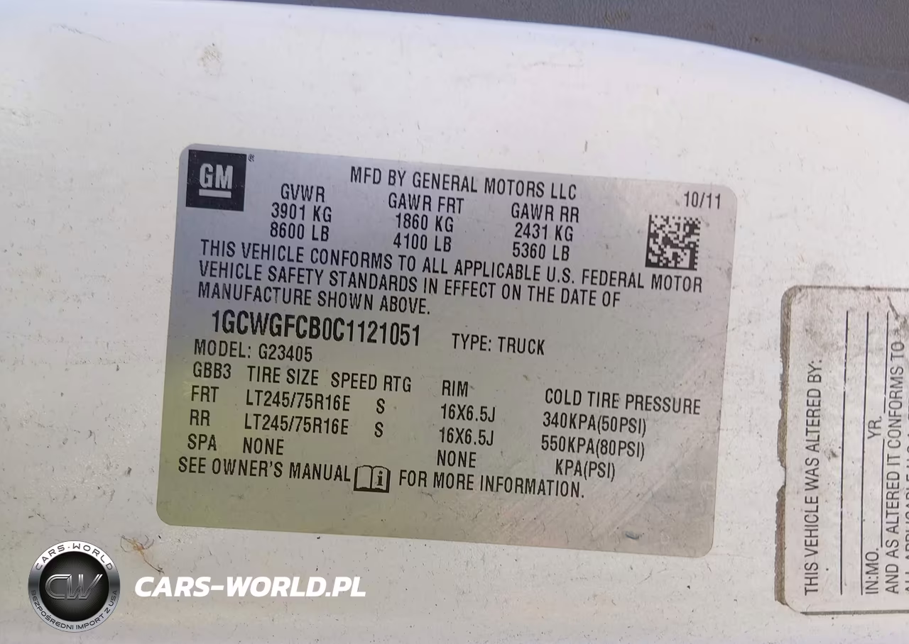 2012 Chevrolet Express 2500 Work Van VIN:1GCWGFCB0C1121051 - 9