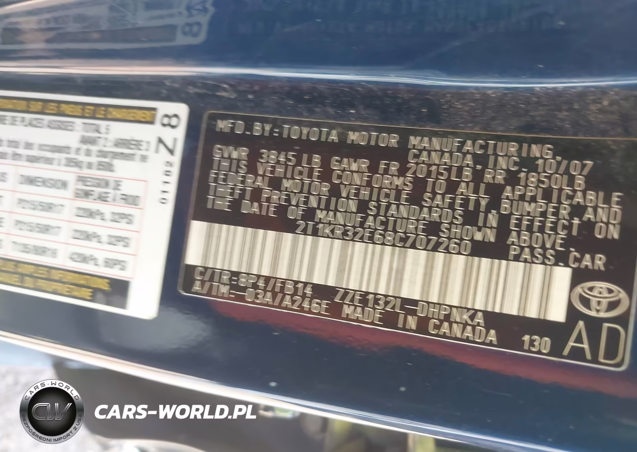 2008 Toyota Matrix Xr VIN:2T1KR32E68C707260 - 9
