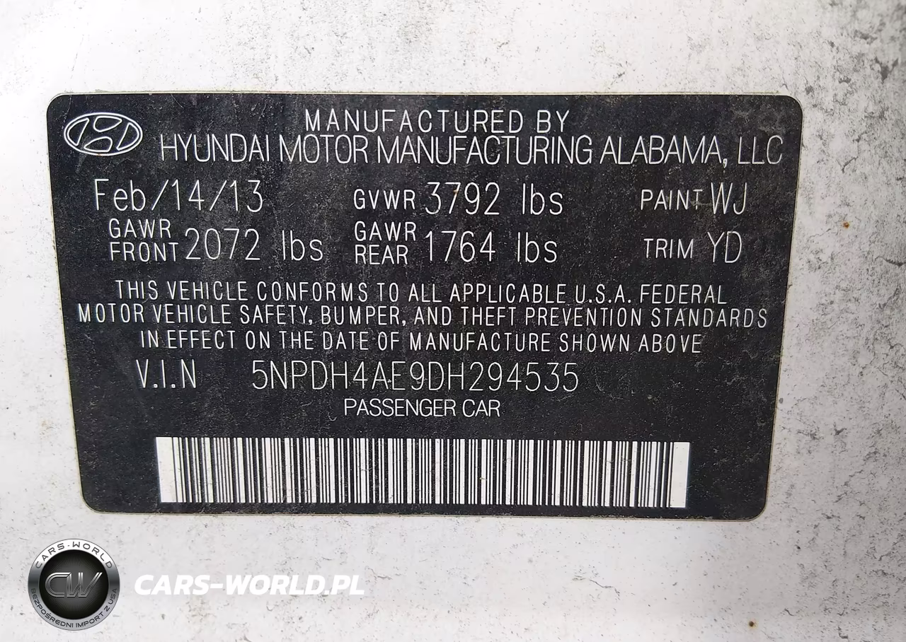 2013 Hyundai Elantra Gls VIN:5NPDH4AE9DH294535 - 9